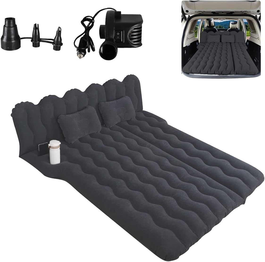 Inflatable Car Mattress with Electric Air Pump, Grey, Pack of 2 A2335