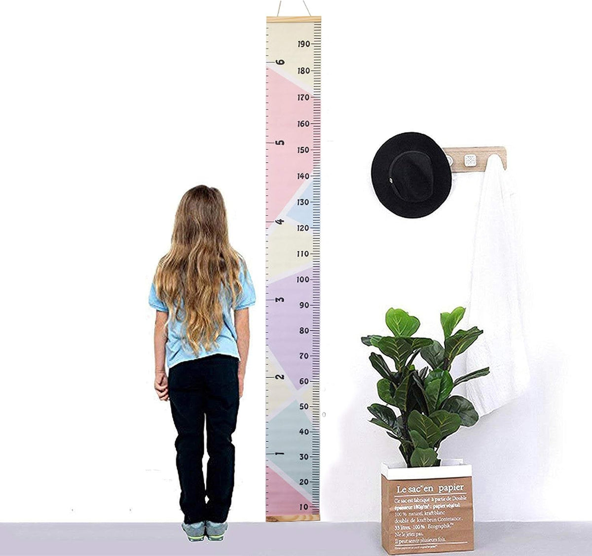 Wood Frame Fabric Canvas Height Measurement Ruler, 7.9 x 79in, Pack of 2 T118
