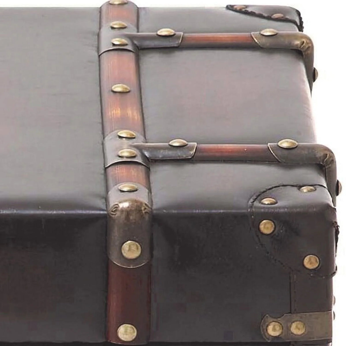 Leather And Wood Trunk Side Table B199043