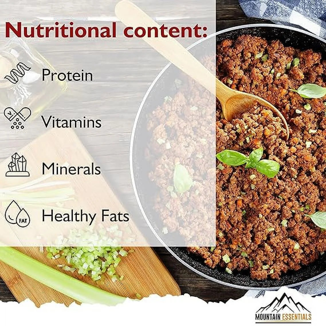 Freeze Dried Ground Beef Fully Cooked, Pack of 12, 10 serving F173286