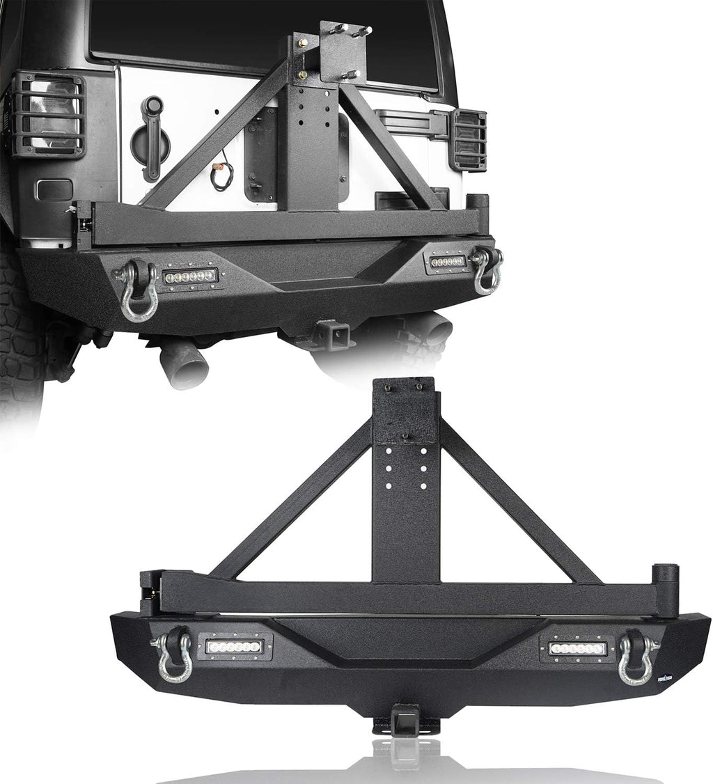 Steel Rear Bumper with Spare Tire Carrier & Hitch Receiver F4186
