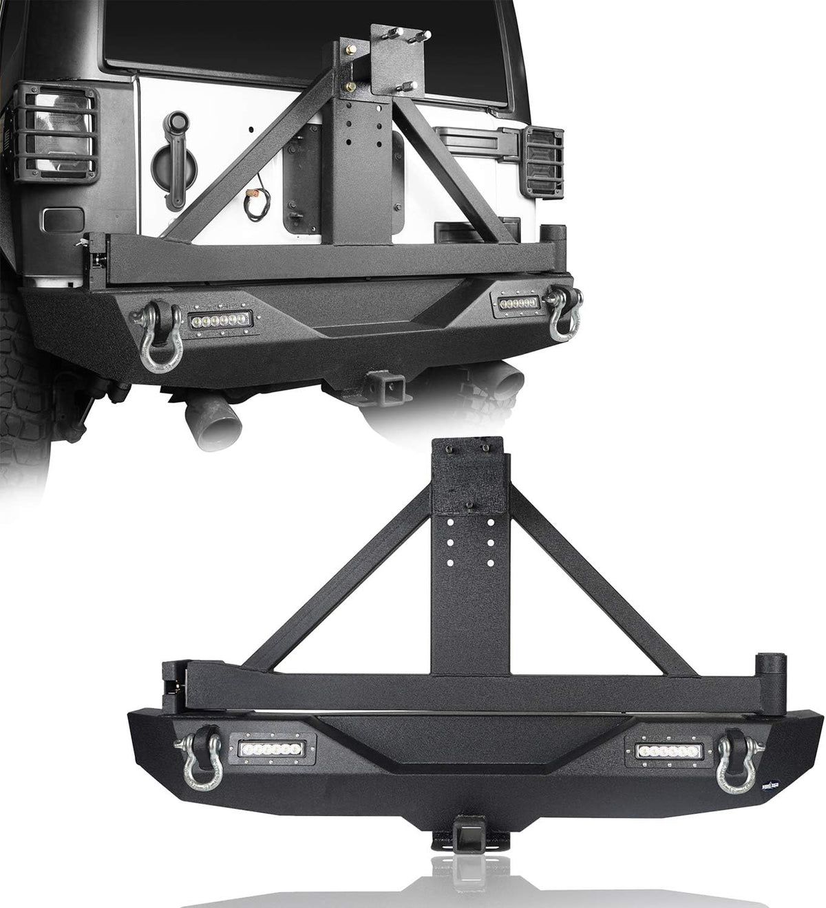 Steel Rear Bumper with Spare Tire Carrier & Hitch Receiver F4186
