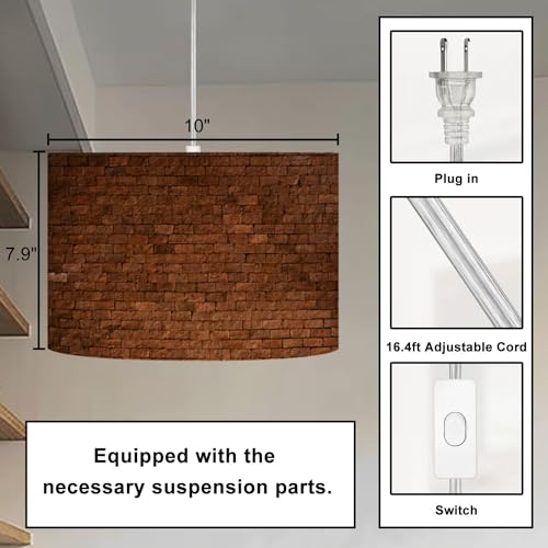 Linen Lampshade Plug in Pendant Light with Dimmable Switch S263
