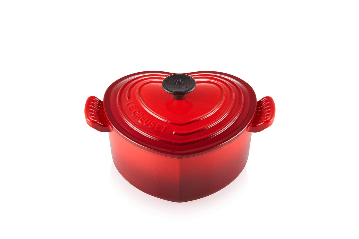 Enameled Cast-Iron 2-Quart Heart Casserole Red Z66543