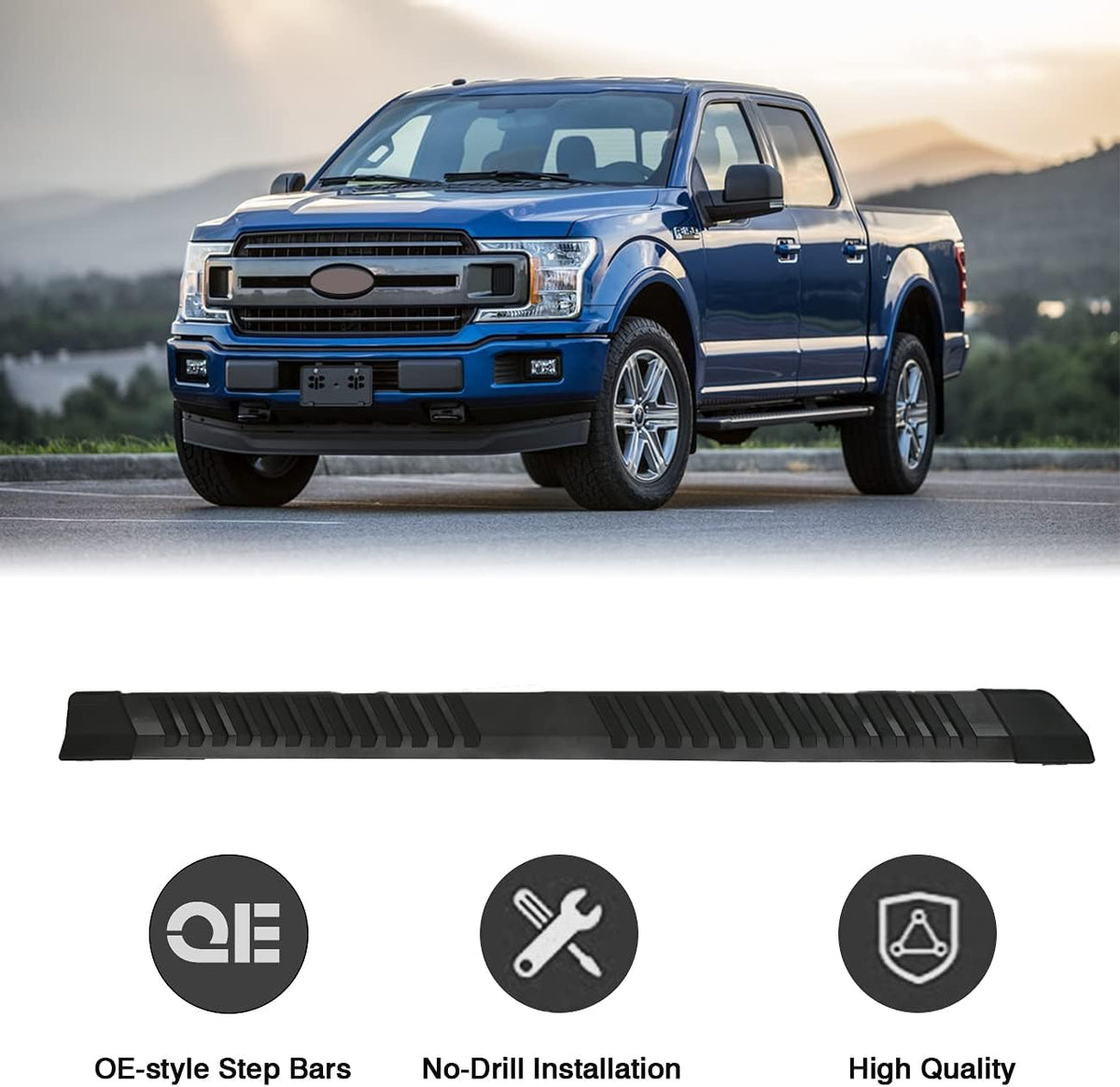 Aluminum Side Steps Nerf Bars with Step Pad 2Pcs A16934