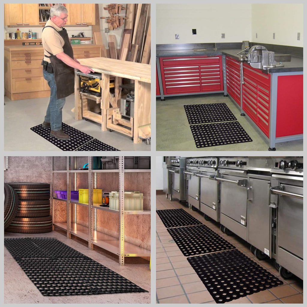 Interlocking Rubber Drainage Floor Mat 24 x 16 inches 12 Mats J2127