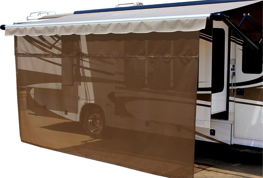 Grey 10' x 9' Solar Mesh RV Awning Sun Shade W3665