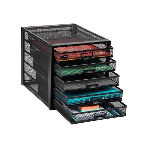 10-Drawer Metal Mesh Desk Organizer, Silver Q367685