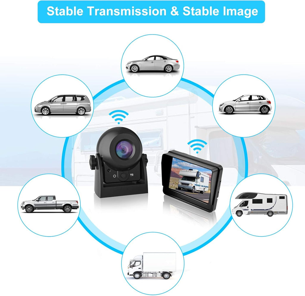 Wireless Reversing Camera Kit with 3.5 LCD Monitor IP68 Waterproof Night Vision N26007