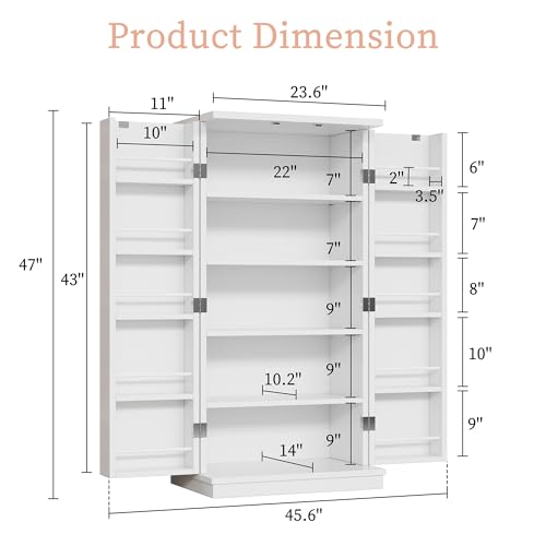 Black Wooden Pantry Cabinet with Doors and Adjustable Shelves T305923