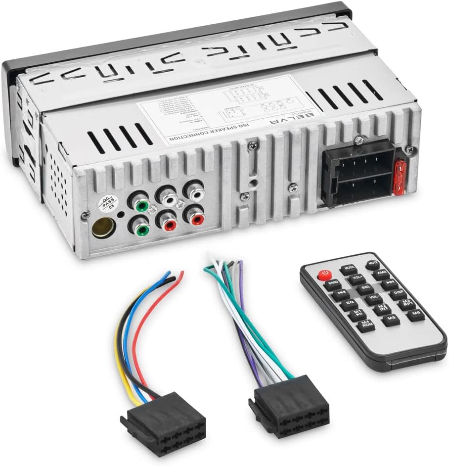 Single DIN Bluetooth Car Stereo Receiver with USB AUX Inputs V940383