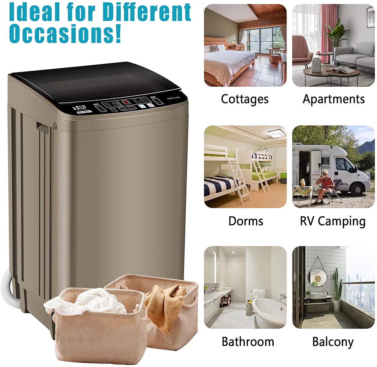 15.6 lbs Portable Compact Washing Machine with Drain Pump C7969