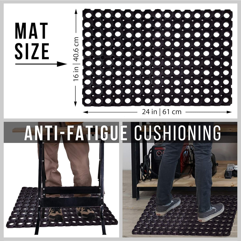 Interlocking Rubber Drainage Floor Mat 24 x 16 inches 12 Mats J2127