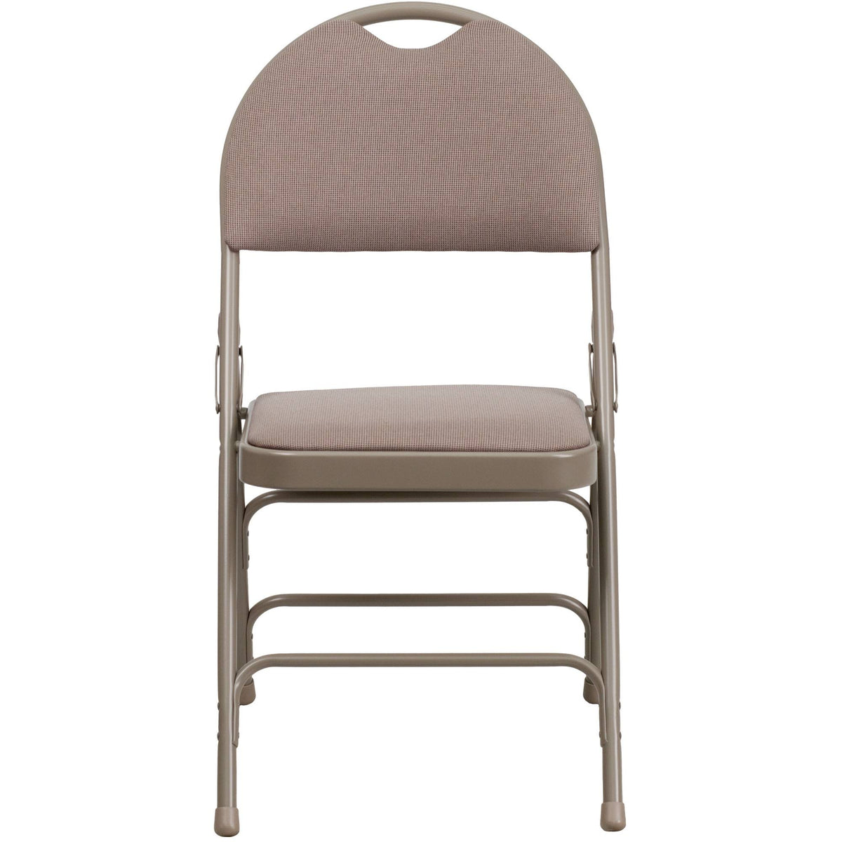 Beige Fabric Metal Folding Chair V531956
