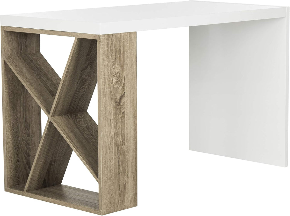 White Lacquer and Oak Desk B475