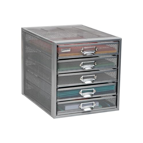 10-Drawer Metal Mesh Desk Organizer, Silver Q367685