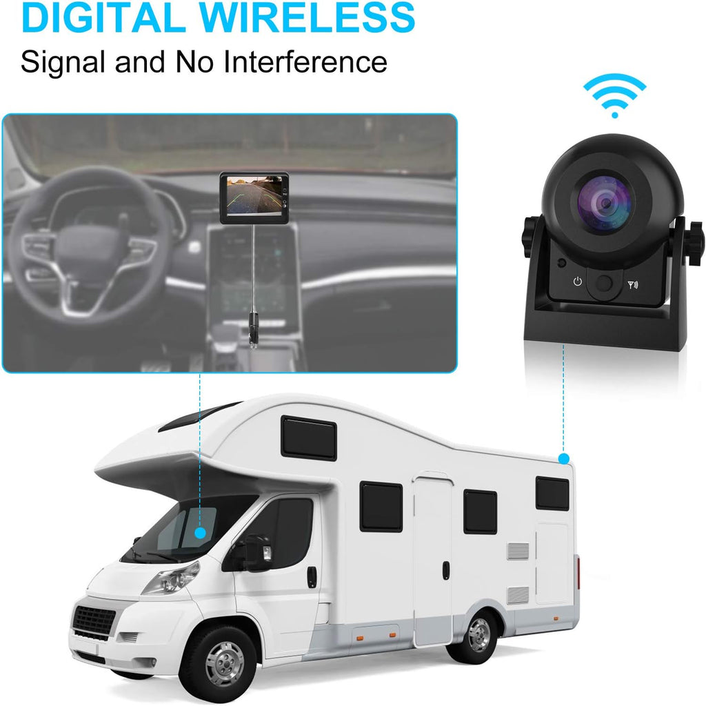 Wireless Reversing Camera Kit with 3.5 LCD Monitor IP68 Waterproof Night Vision N26007