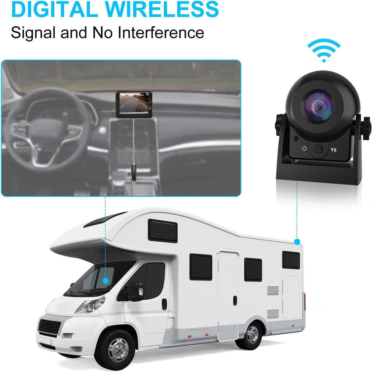 Wireless Reversing Camera Kit with 3.5 LCD Monitor IP68 Waterproof Night Vision N26007