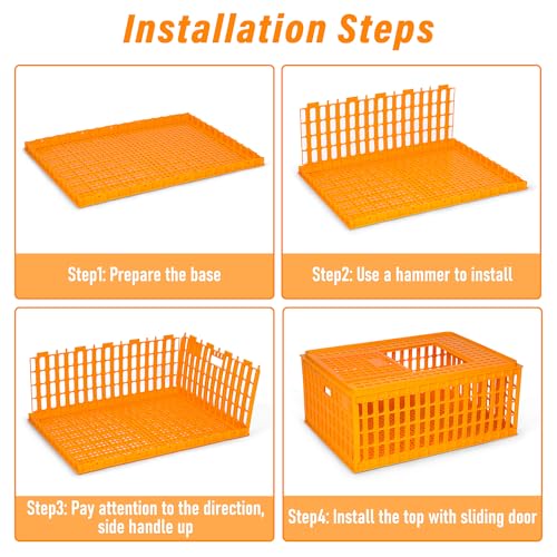 2PCS Plastic Poultry Carrier Crate, 29.5 x 21.7 x 13 Inch E439824