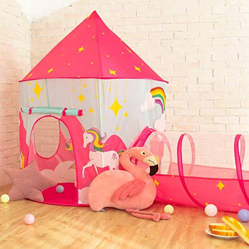 3pcs Kids Play Tent, Crawl Tunnel & Ball Pit with Basketball Hoop U3611