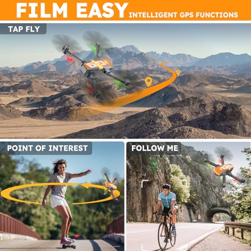 Dark Gray 4K Camera Drone with Brushless Motor, Follow Me Mode, Auto Return, Foldable RC Quadcopter G819528