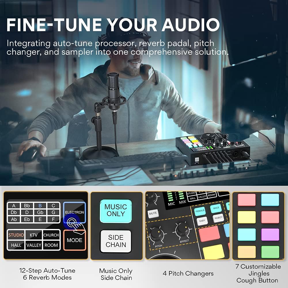 Audio Interface with DJ Mixer and Sound Card M66383