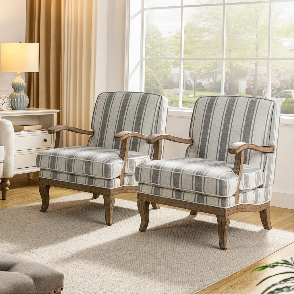 Polyester Armchair with Solid Wood Legs Set of 2 M86257