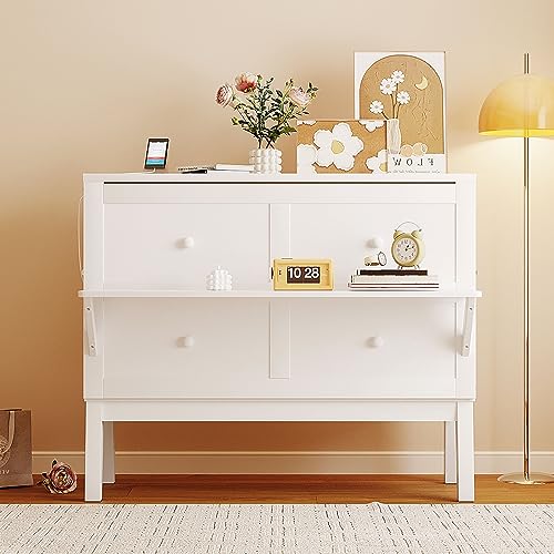 Queen Size Solid Wood Murphy Bed with USB Port and Removable Shelves G8004