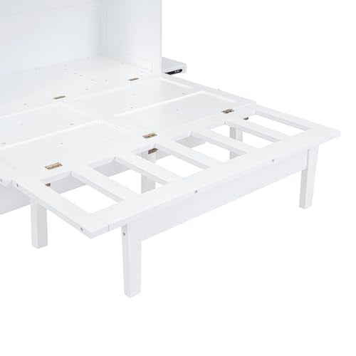 Queen Size Solid Wood Murphy Bed with USB Port and Removable Shelves G8004