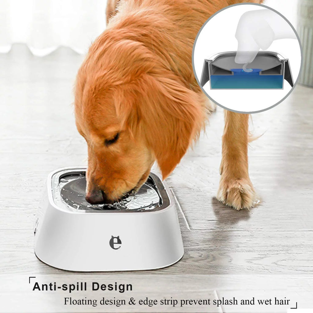 35OZ No-Spill Slow Water Feeder Dog Bowl GREY H4569