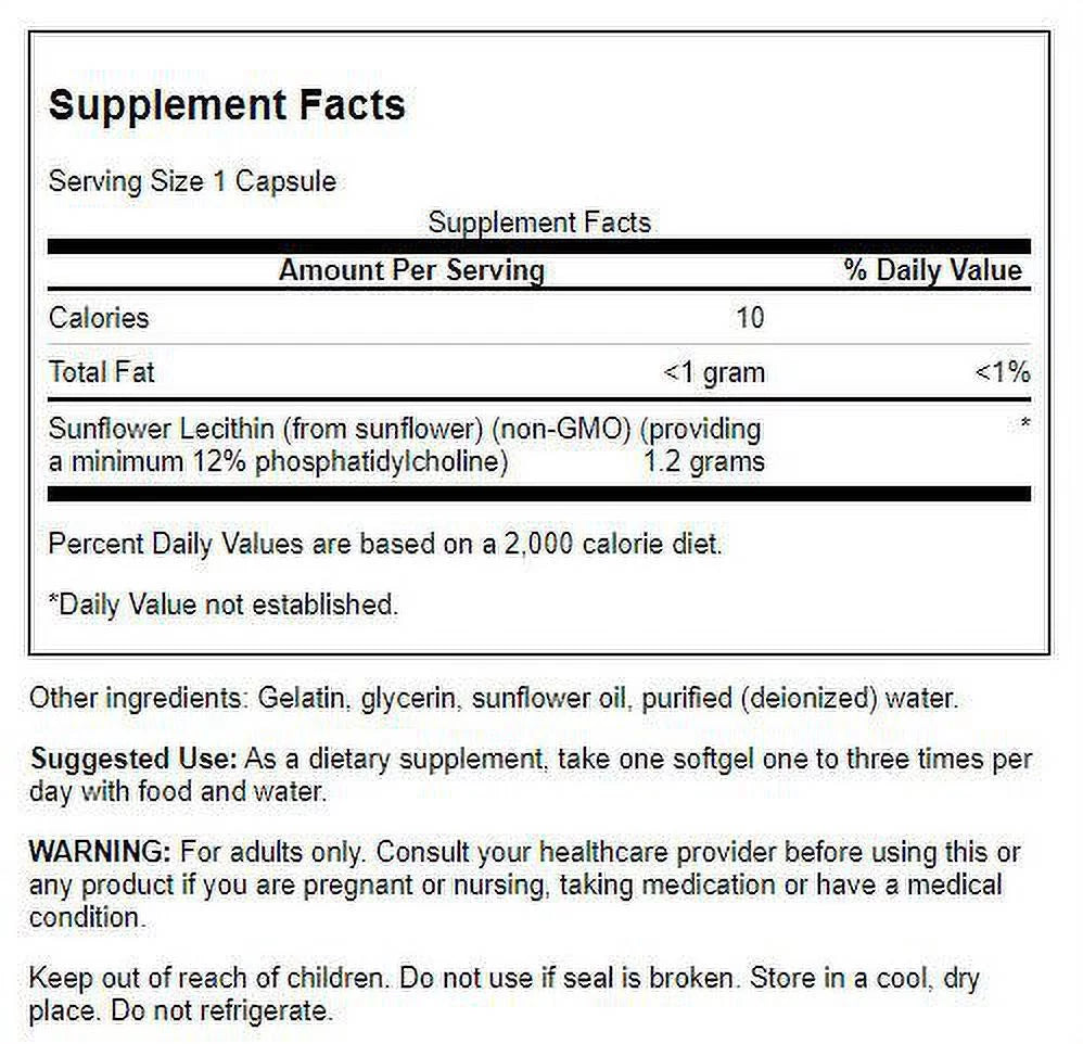 Swanson Sunflower Lecithin 1,200 mg 90 Sgels 2 Pack Y6147