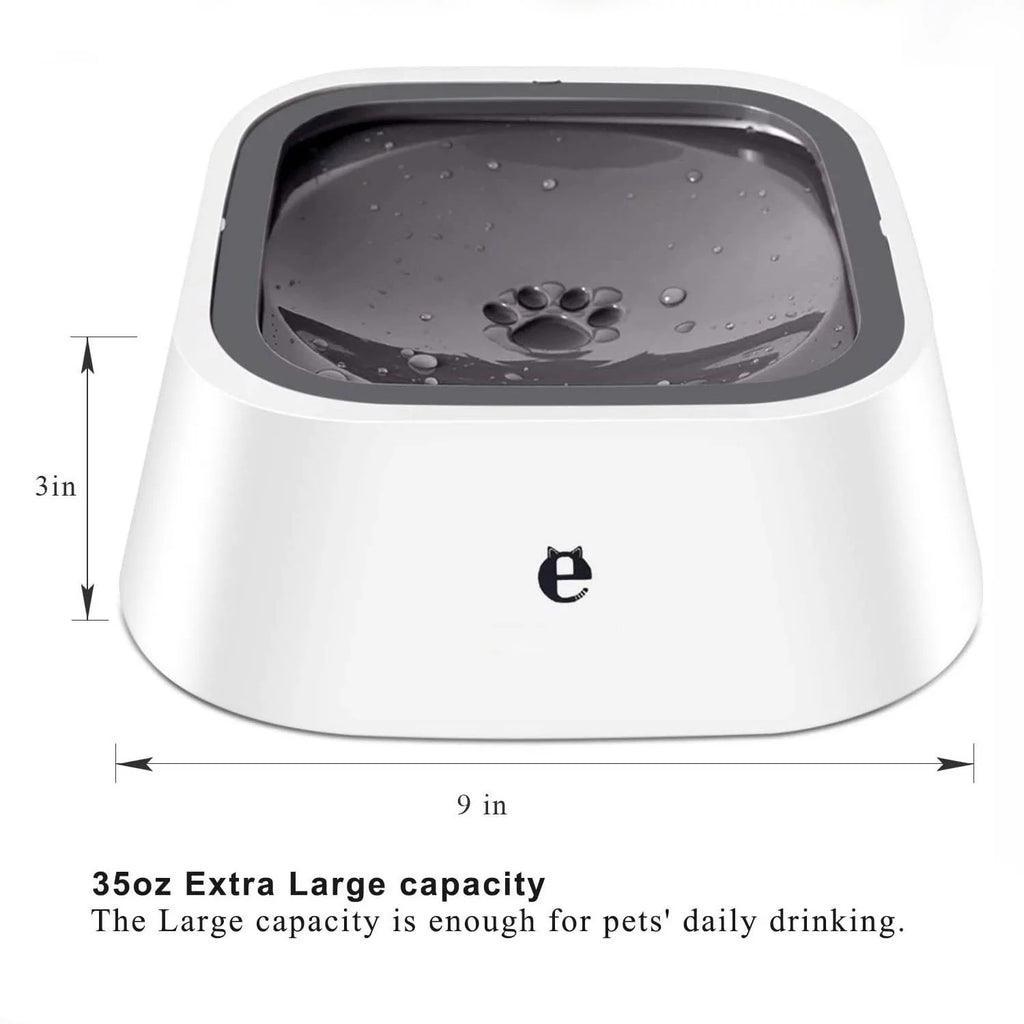 35OZ No-Spill Slow Water Feeder Dog Bowl GREY H4569