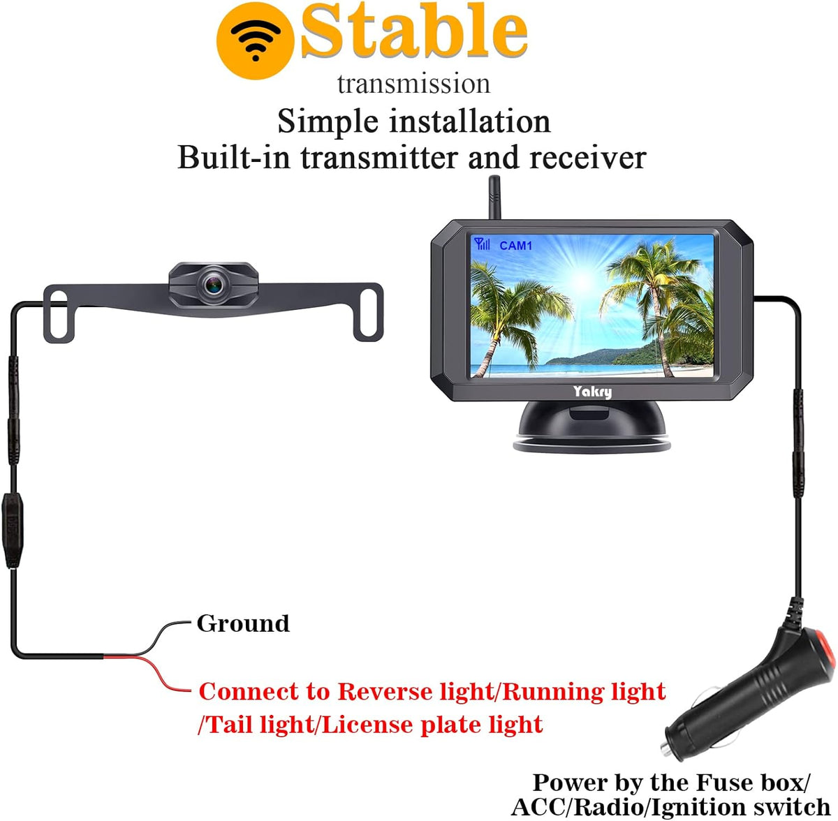 Wireless HD 1080P Backup Camera 5" Monitor E563