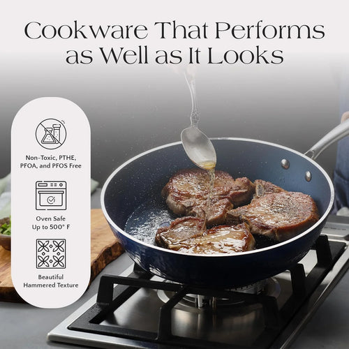 10 Piece Non-Stick Ceramic Cookware Set with Glass Lids I7121