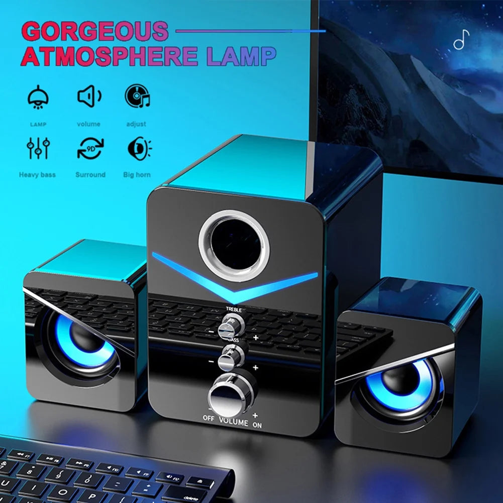 Black USB-Powered 2.1 Mini Multimedia Speakers System, Set of 3 E5911