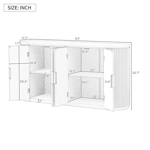 Beige Wooden Accent Storage Cabinet with 2 Doors and Adjustable Shelf C3345
