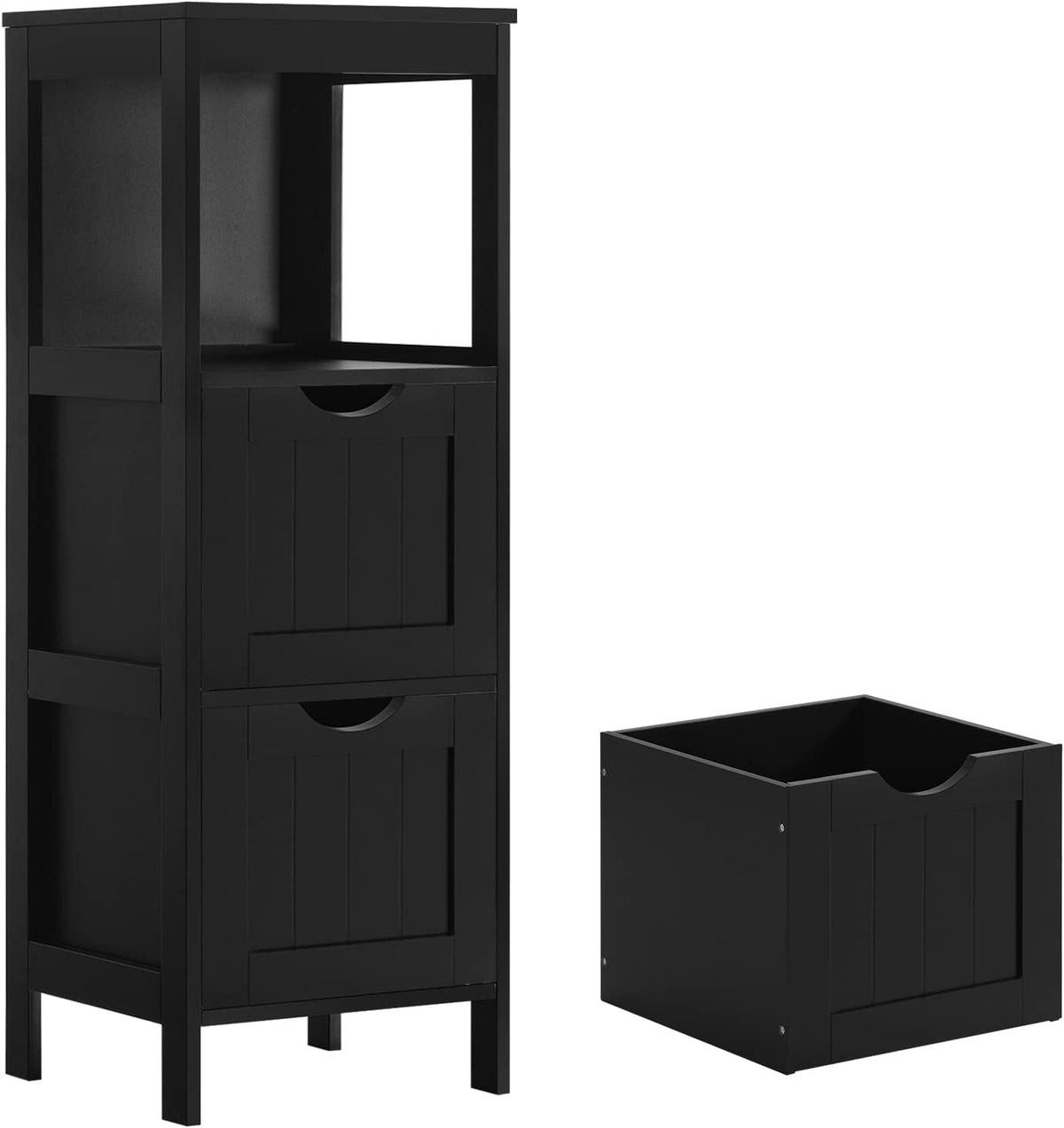 Narrow White Bathroom Storage Cabinet with 3 Removable Drawers M978791