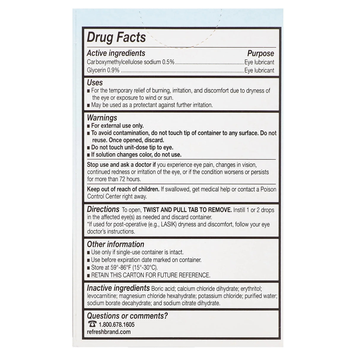 60 Count 0.4 ml Lubricant Eye Drops C790
