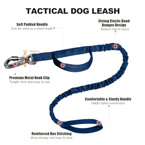 Camo Military Dog Collar and Bungee Leash Set with Metal Buckle Y64345