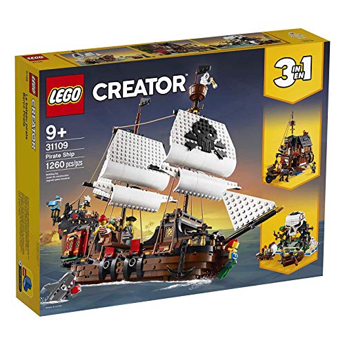 LEGO Creator 3 in 1 Pirate Ship Building Set, 4 Minifigures, Shark Toy, Ages 9+ P91074