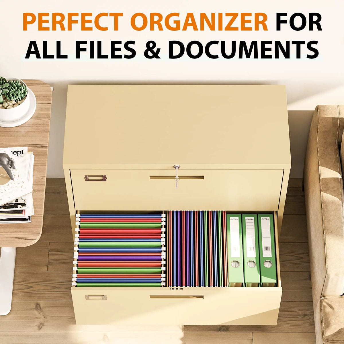 3 Drawer Metal File Cabinet with Lock G4675