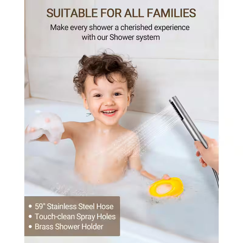 10 in. 3-Spray Wall Mount Shower Head and Tub Faucet 2.5 GPM Brushed Nickel F23735