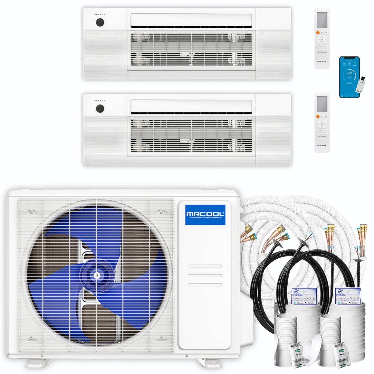 21,000 BTU 2 Zone Ceiling Cassette Ductless Air Conditioner and Heat Pump A1094