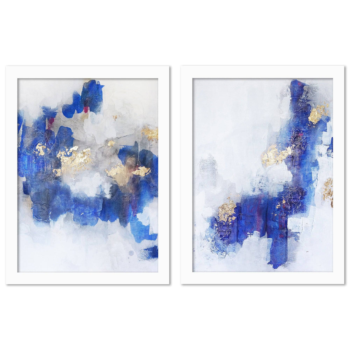 2 Piece White Framed Print Set S15958