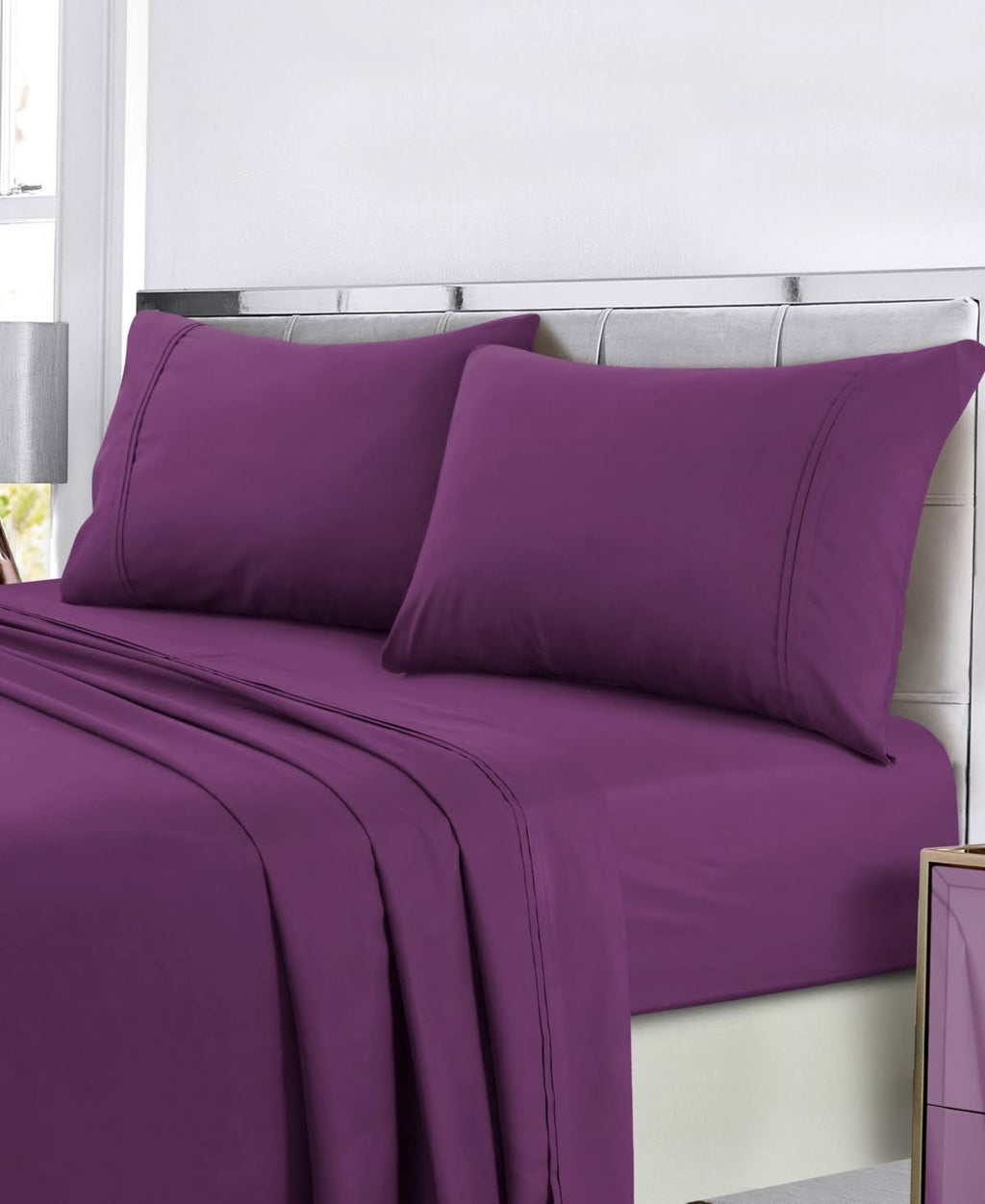 King Dark Red Easy-Care Sheet Set L647