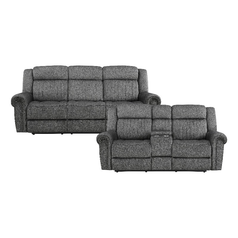 Charcoal Microfiber 2-Piece Power Reclining Sofa Set U912