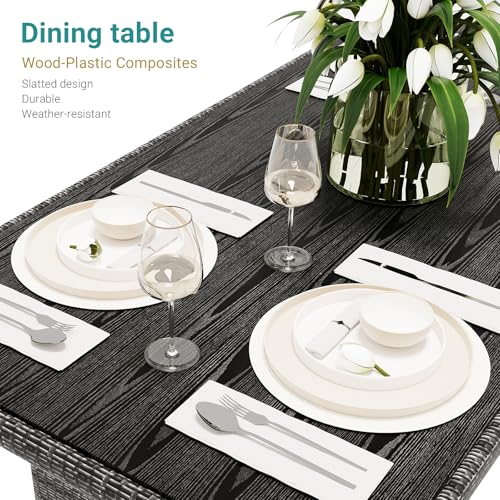 7 Piece Outdoor Patio Furniture Set with Plastic Wooden Table T209