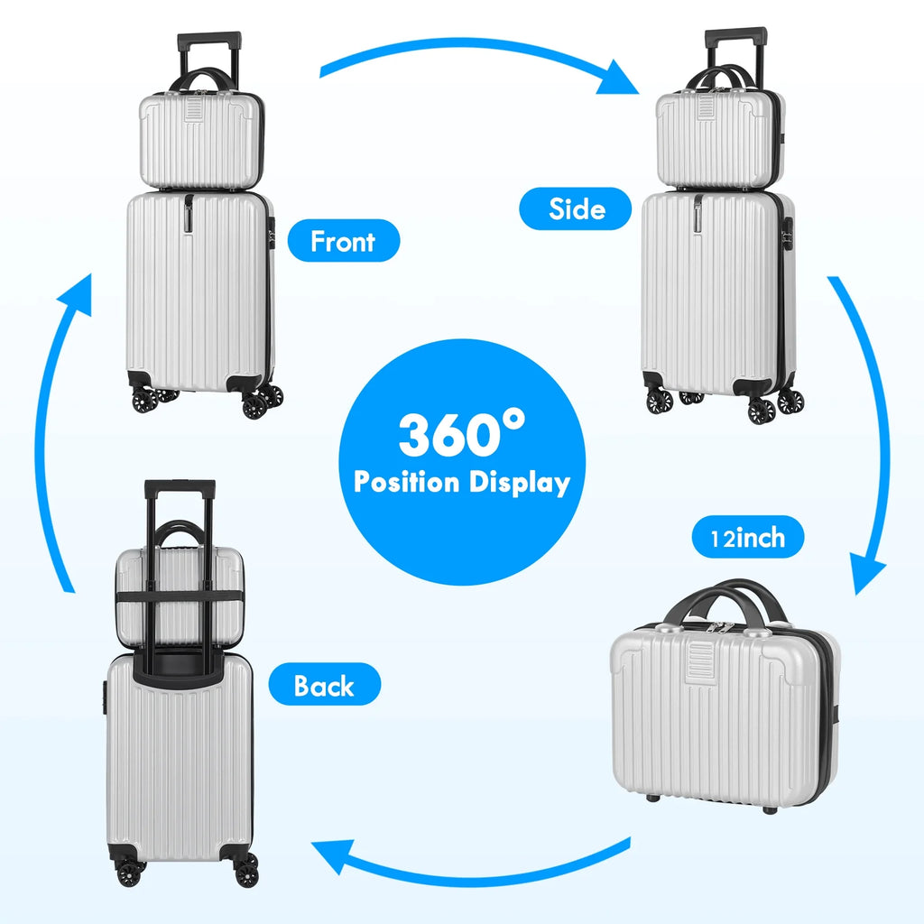 2-Piece Luggage Set Carry On Suitcase with Makeup Case K399675