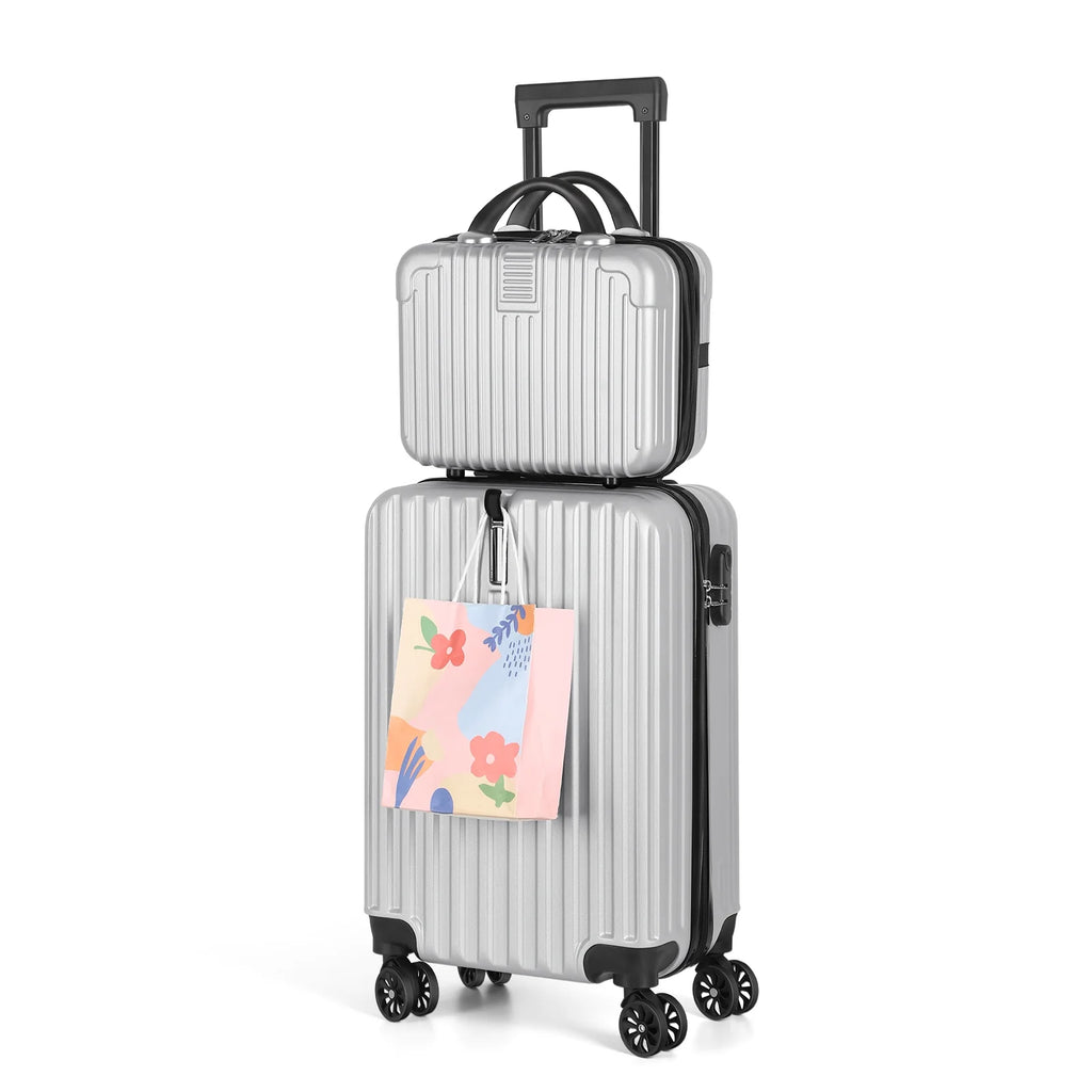 2-Piece Luggage Set Carry On Suitcase with Makeup Case K399675