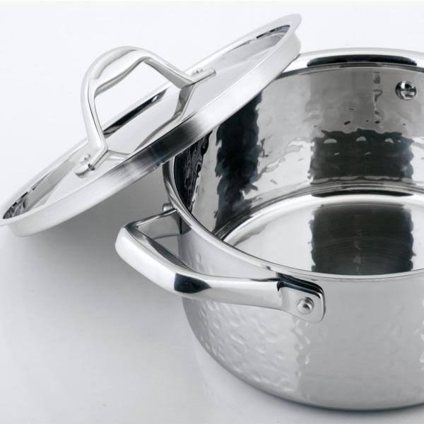 Hammered Stainless Steel Tri-Ply Stock Pot with Lid G42455